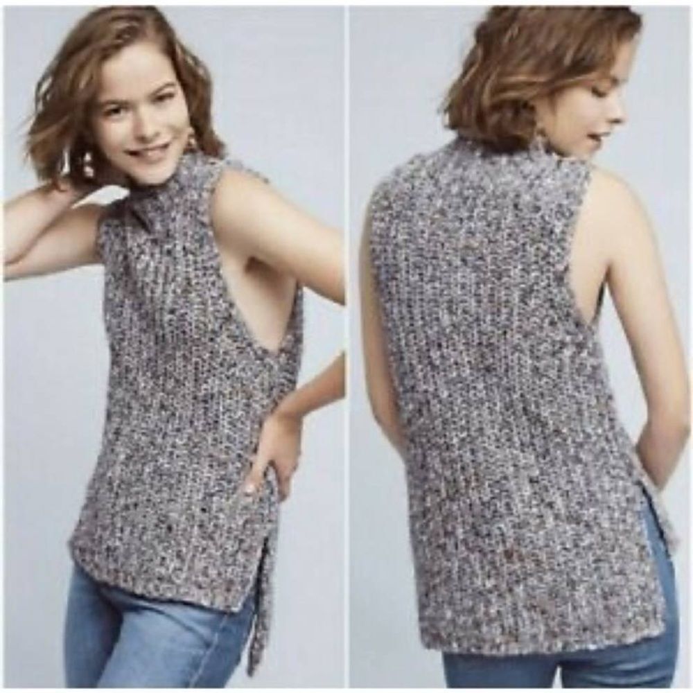Anthropologie Moth Joelle Knit Turtleneck Sleeveless Sweater Size Small